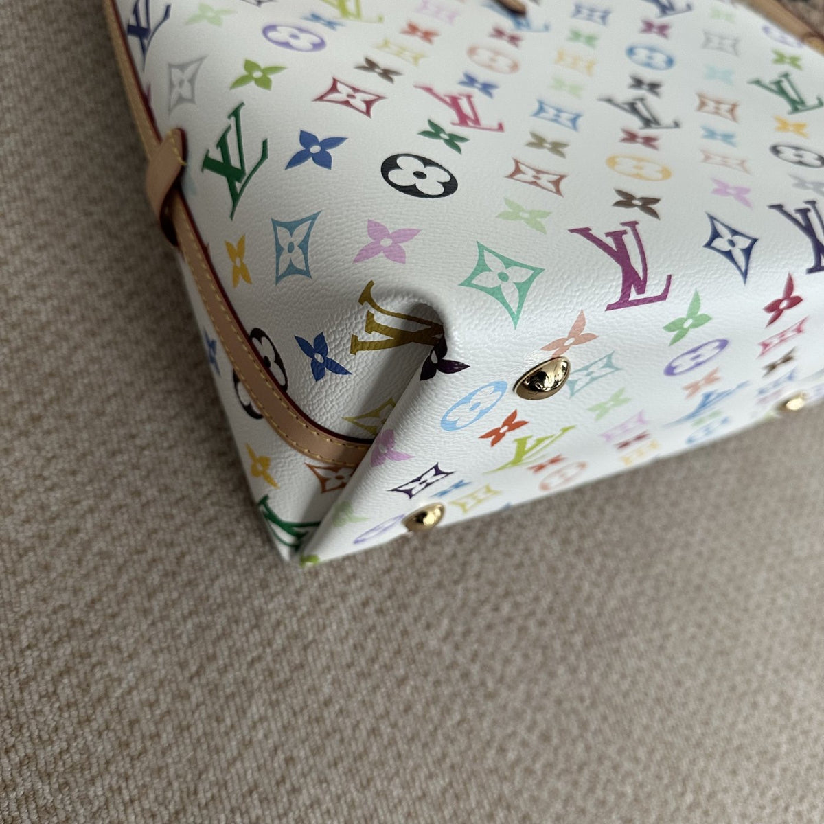 【LV】LV x Takashi Murakami Monogram Multicolore White CarryAll East West