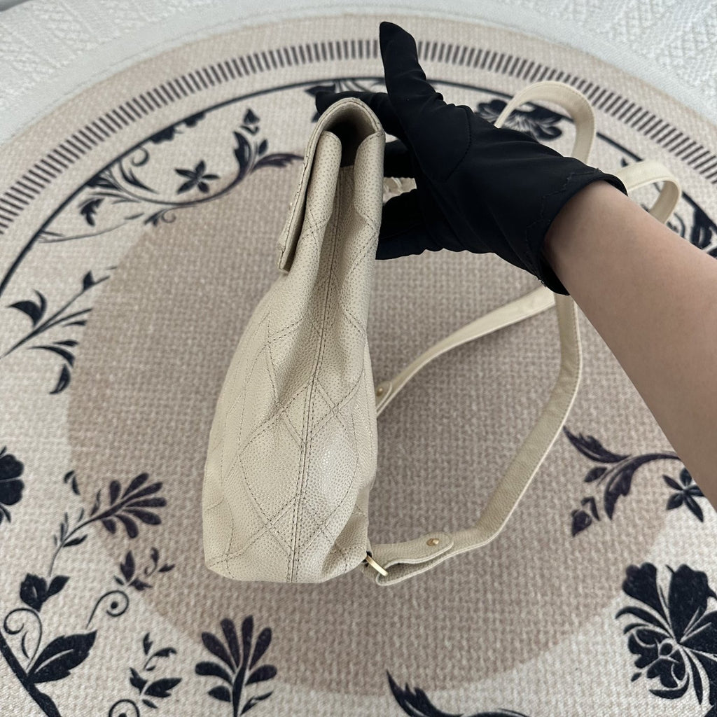 【Chanel】Chanel Cream Quilted Flap Backpack