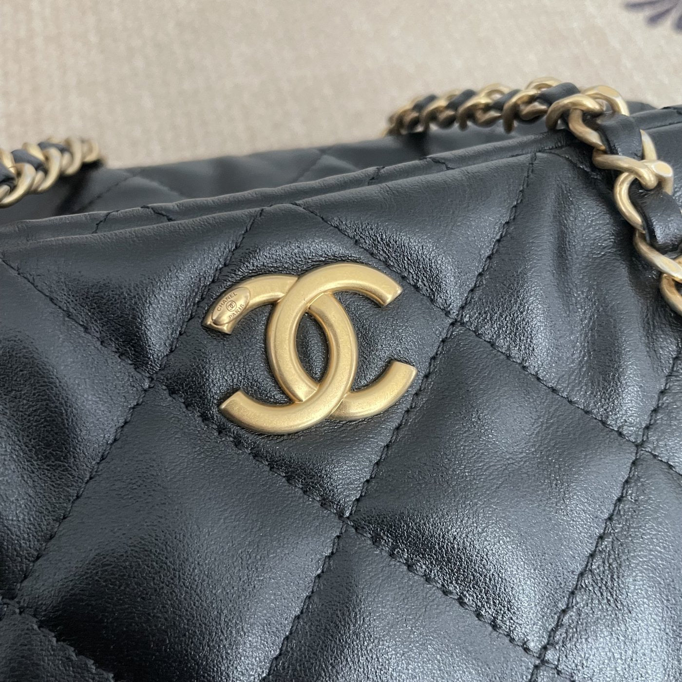 【Chanel】Chanel Bowling Bag, Calfskin & Gold-Tone Metal, Black