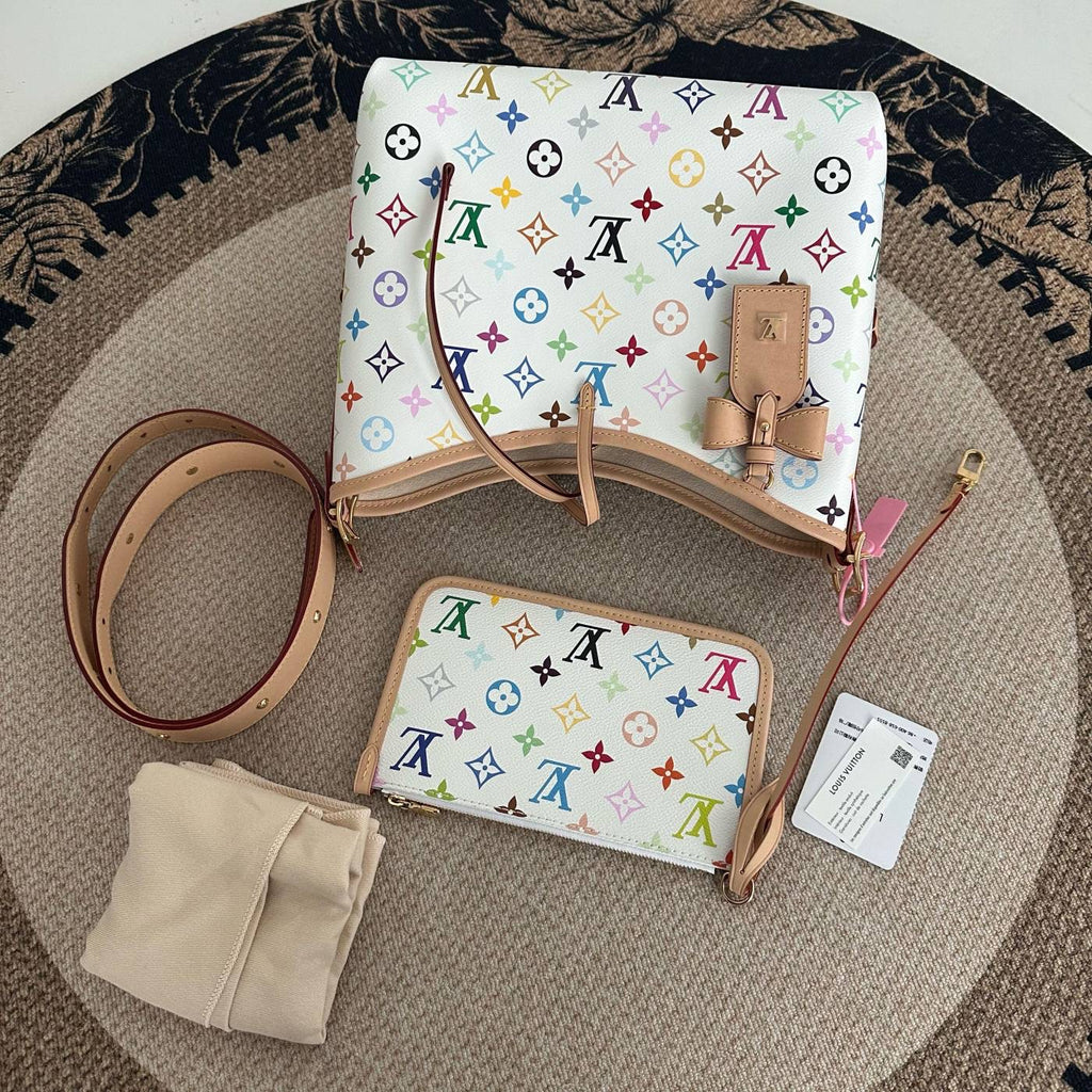【LV】LV x Takashi Murakami Monogram Multicolore White CarryAll East West
