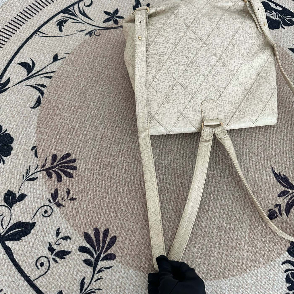 【Chanel】Chanel Cream Quilted Flap Backpack