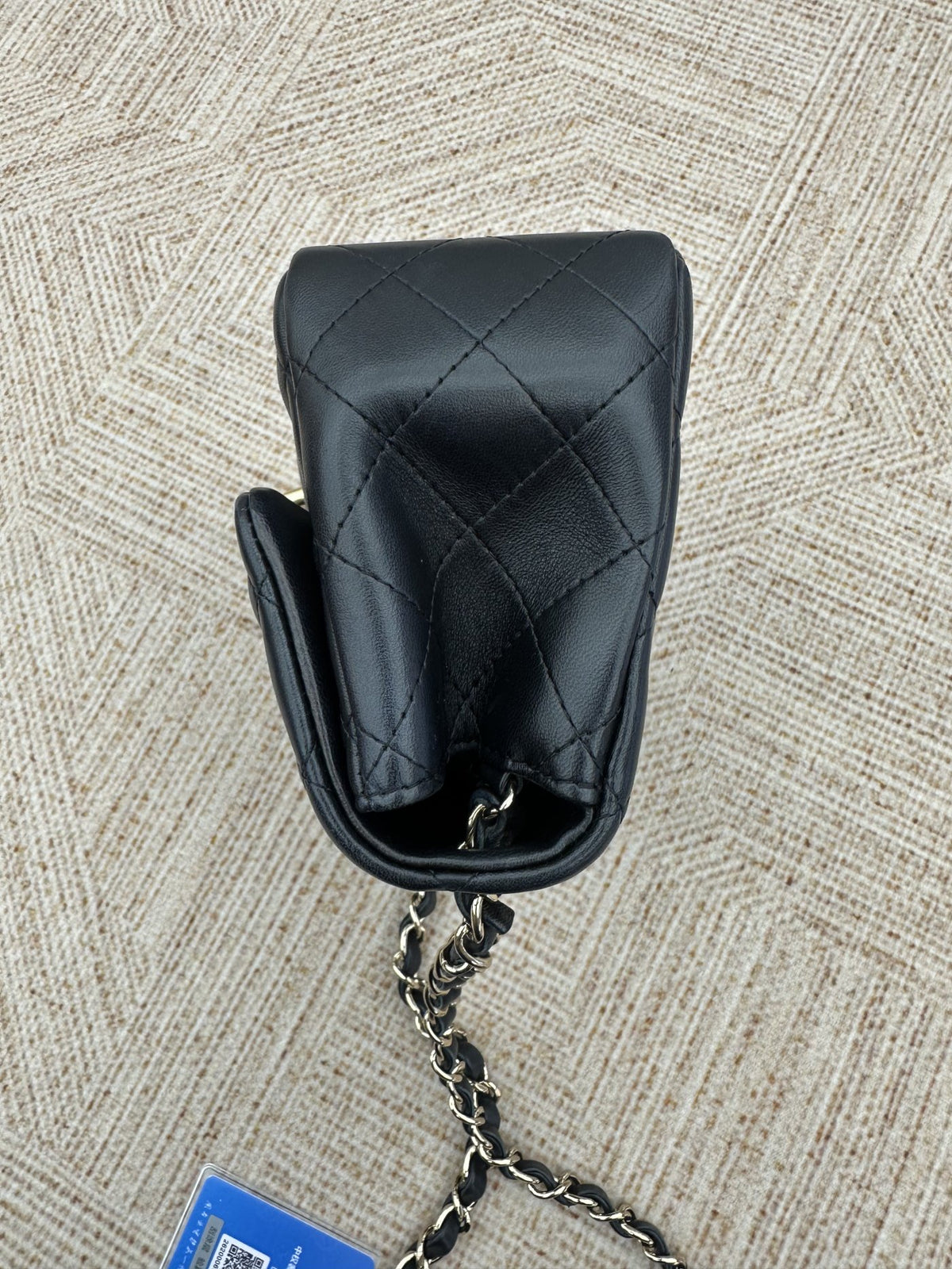 【Chanel】Chanel Black Gold Lambskin Mini Square Flap Bag