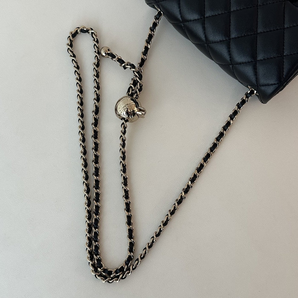 【Chanel】Chanel Black Mini Square Flap Bag with Pearl Crush Gold Ball, Gold-Tone Hardware-7215934