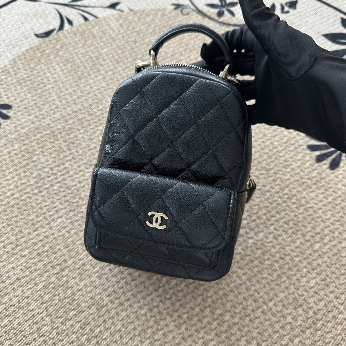 【Chanel】Chanel Mini Duma Backpack, Black with Gold Hardware