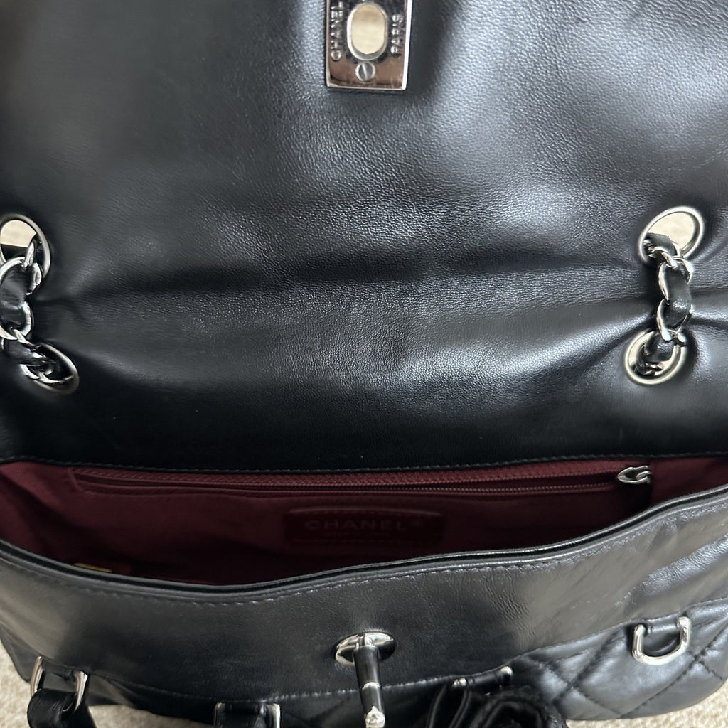 【Chanel】Chanel Three Star Flap Bag Black Caviar with Silver-Tone Hardware