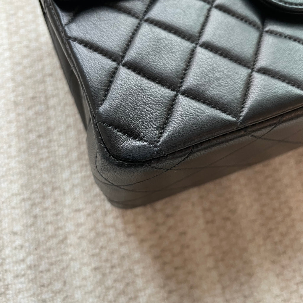 【Chanel】Chanel Double Sided Classic Flap Black Lambskin with Silver-Tone Hardware