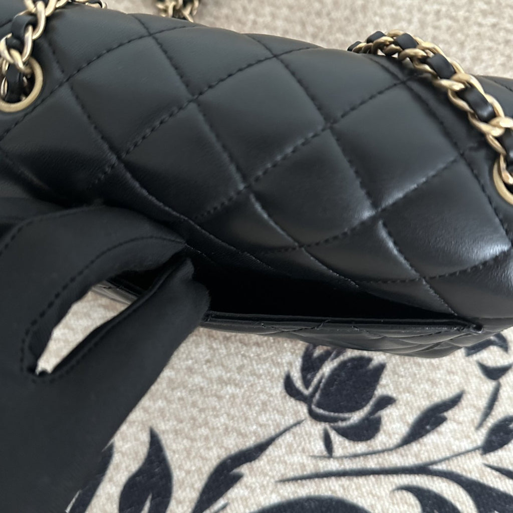 【Chanel】Chanel Black Gold Lambskin Square Mini with Ball, Chip Version