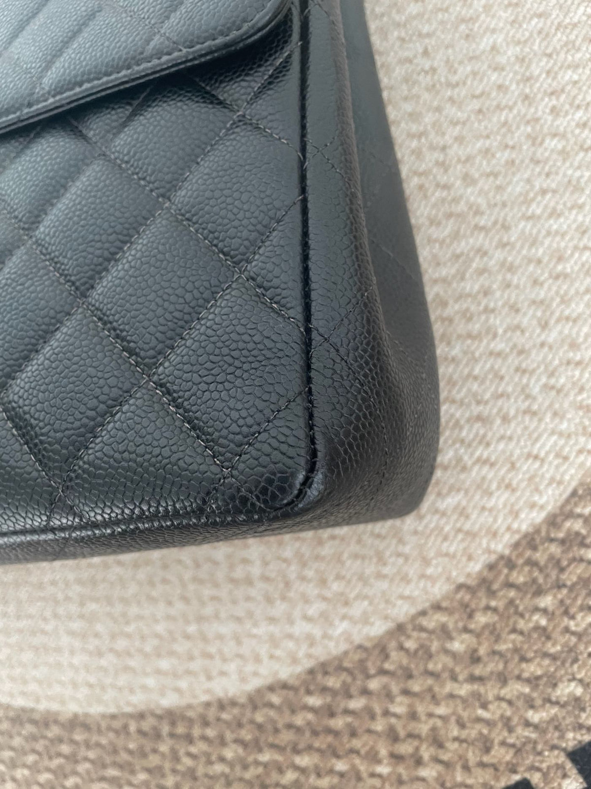【Chanel】Chanel Black Silver Caviar Quilted Flap Bag