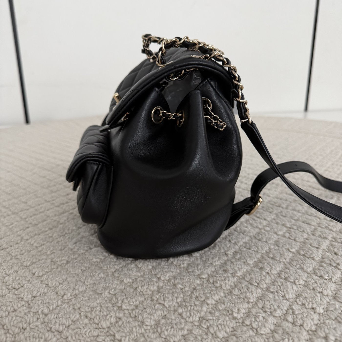 【Chanel】Chanel Black Caviar Duma Backpack, Gold-Tone Hardware-7215925