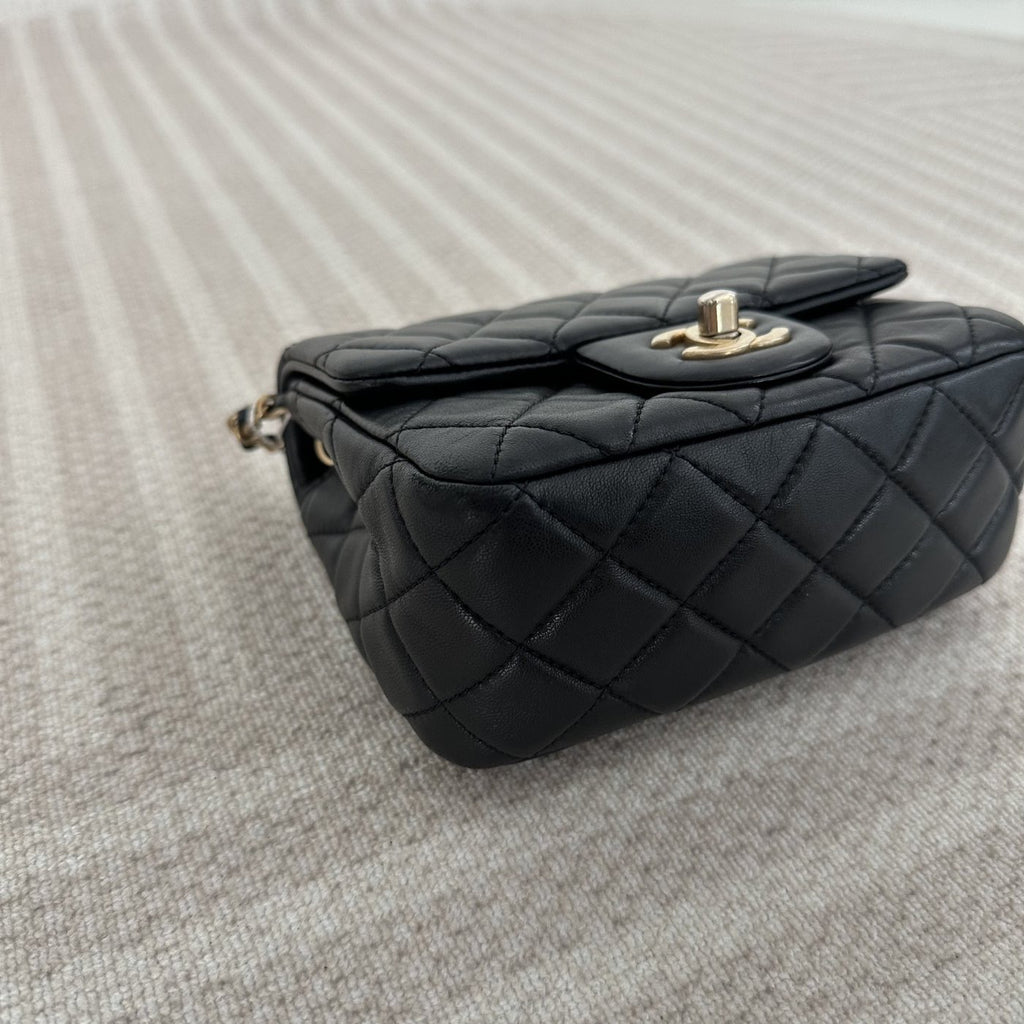 【Chanel】Chanel Mini Square Classic Flap, Black with Gold Hardware