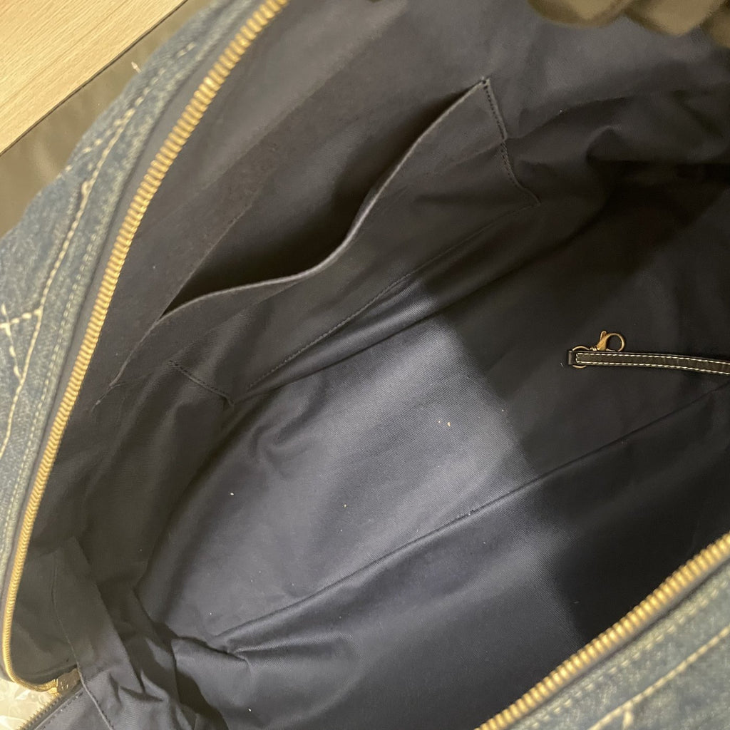 【Chanel】Chanel Blue Denim Bowling Bag with Contrast Exterior Stitching, Gold-Tone Hardware-7210053