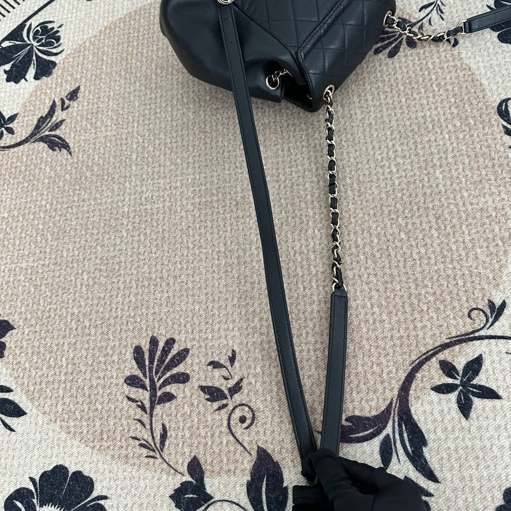 【Chanel】Chanel Black Caviar Duma Backpack, Gold-Tone Hardware-7216141