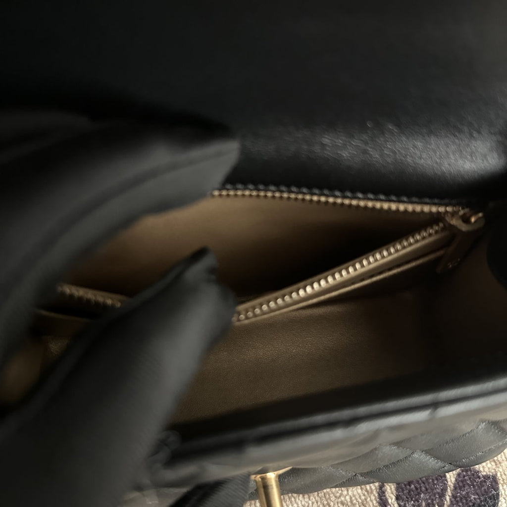 【Chanel】Chanel Black Gold Lambskin Square Mini with Ball, Chip Version