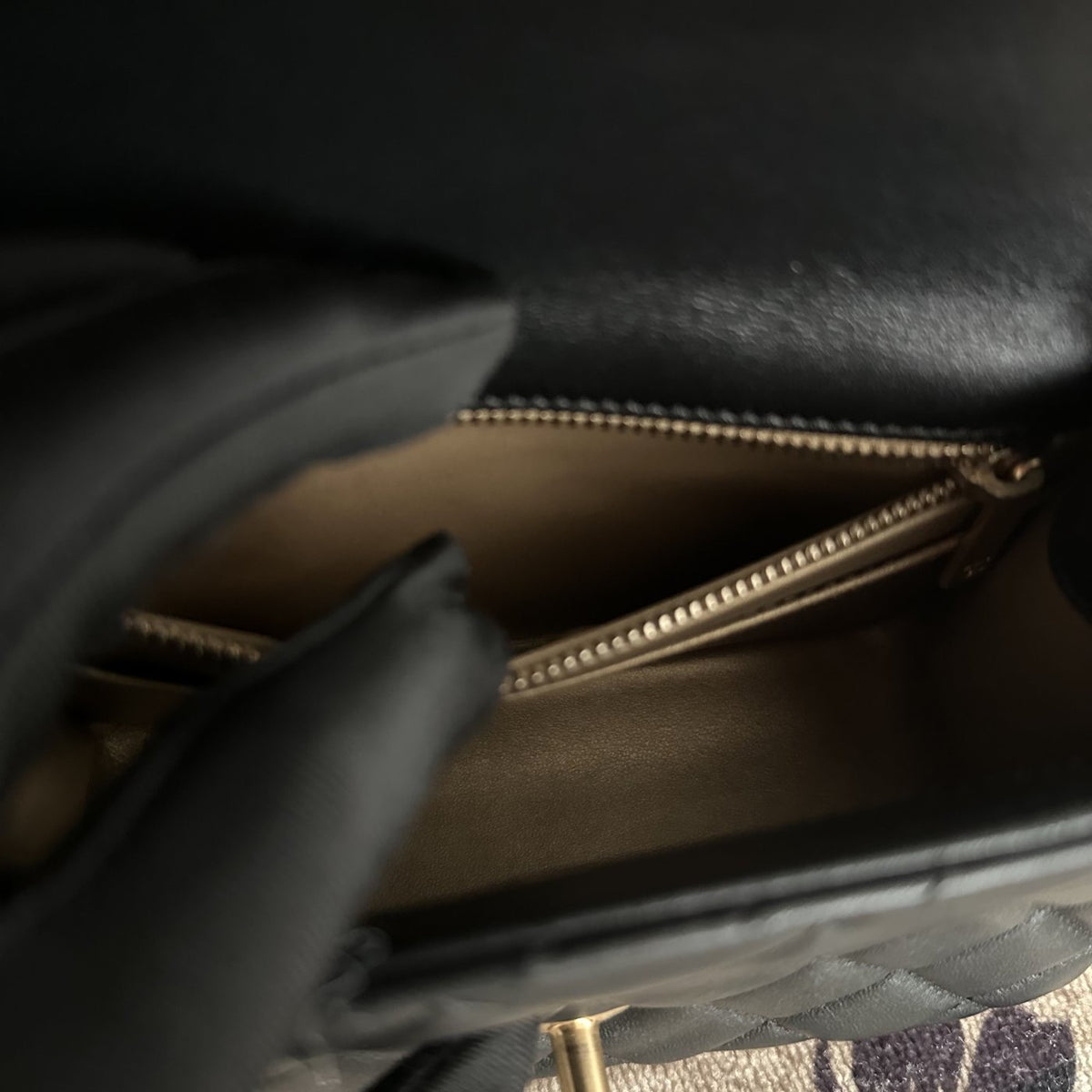 【Chanel】Chanel Black Gold Lambskin Square Mini with Ball, Chip Version