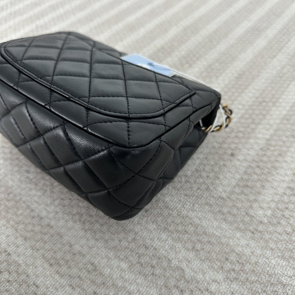 【Chanel】Chanel Mini Square Classic Flap, Black with Gold Hardware