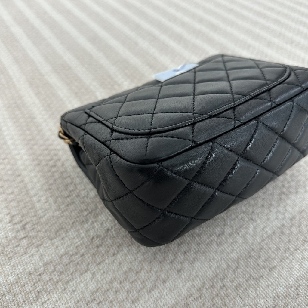 【Chanel】Chanel Mini Square Classic Flap, Black with Gold Hardware
