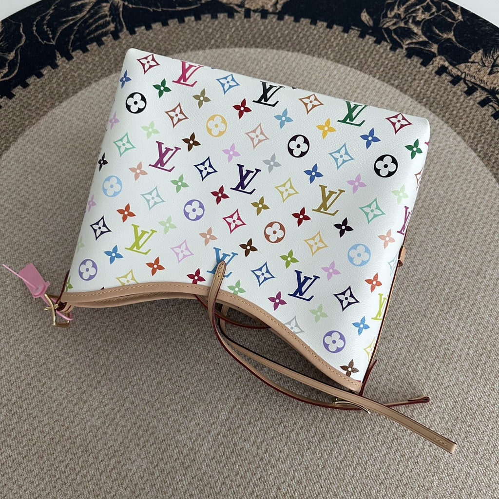 【LV】LV x Takashi Murakami Monogram Multicolore White CarryAll East West