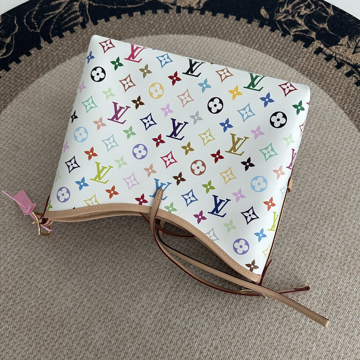 【LV】LV x Takashi Murakami Monogram Multicolore White CarryAll East West