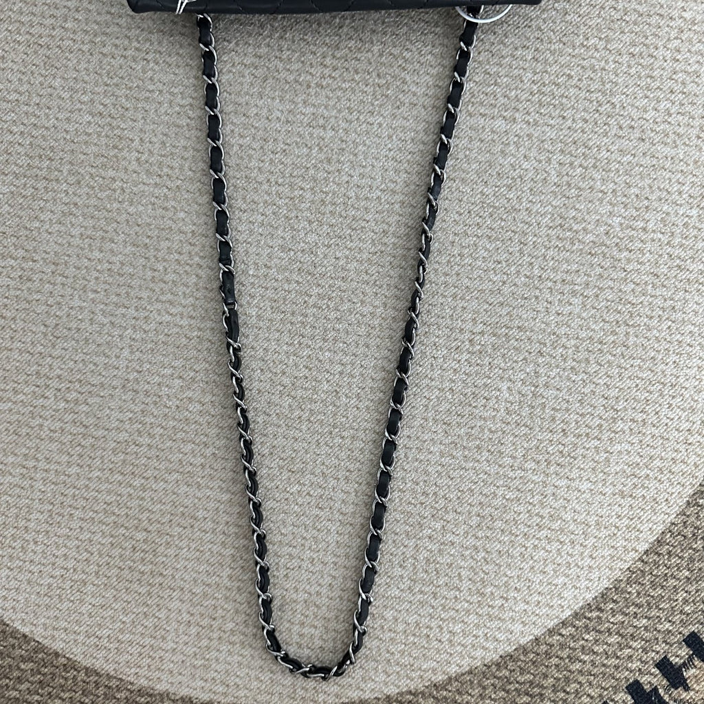 【Chanel】Chanel Three Star Flap Bag Black Caviar with Silver-Tone Hardware