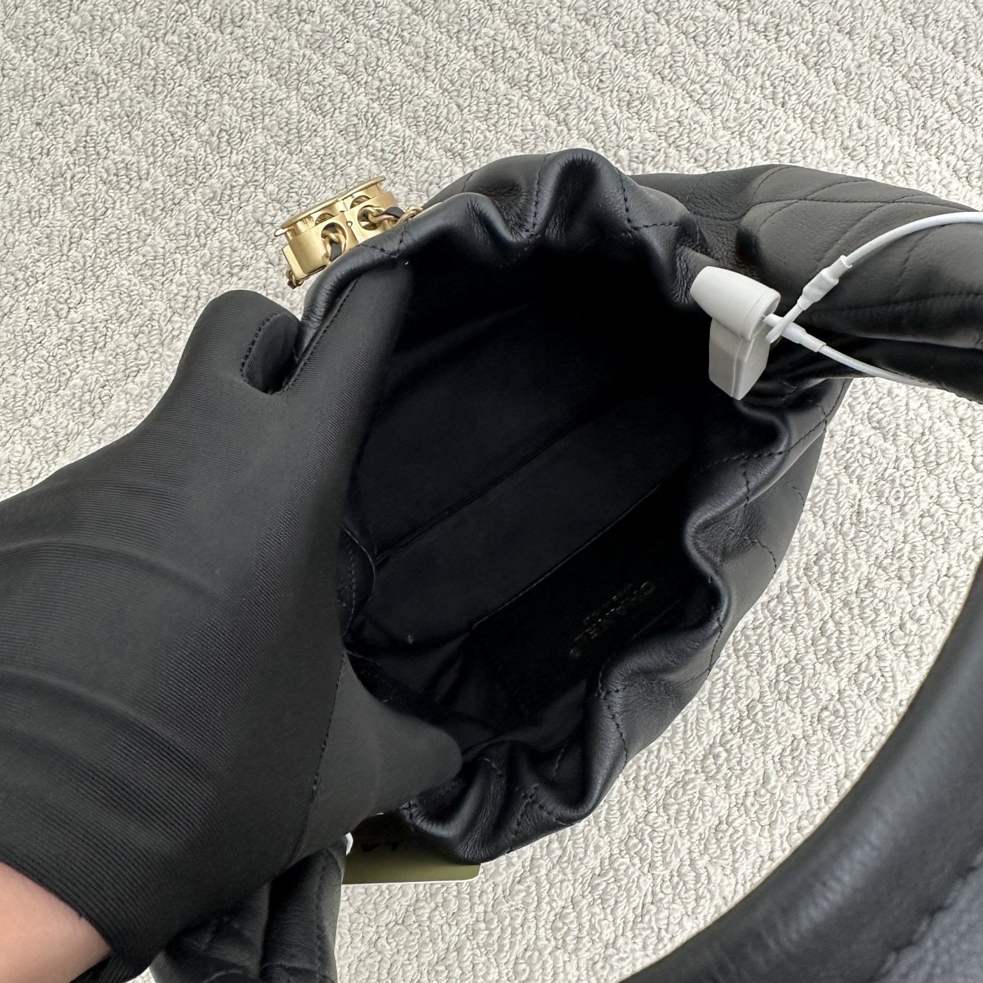 【Chanel】Chanel Small Hobo Bag, Black Caviar, Gold-Tone Hardware-7212709