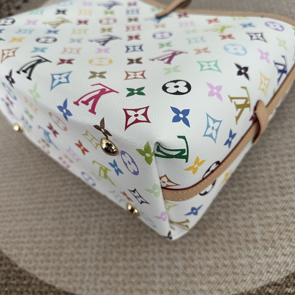 【LV】LV x Takashi Murakami Monogram Multicolore White CarryAll East West