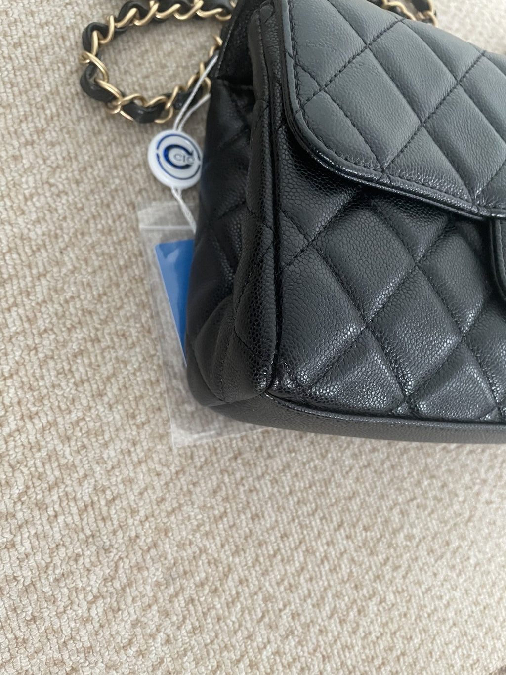 【Chanel】Chanel 25P Mini Square Flap Bag, Black Lambskin, Gold-Tone Hardware, Double Chain-7215377