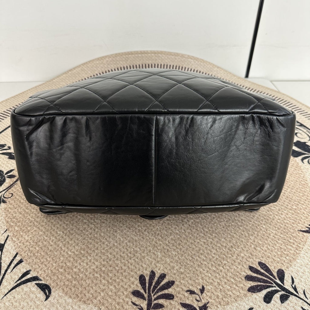 【Chanel】Chanel Black Caviar Boston 2-Way Bag with Luggage Tag, Gold-Tone Hardware-7209668