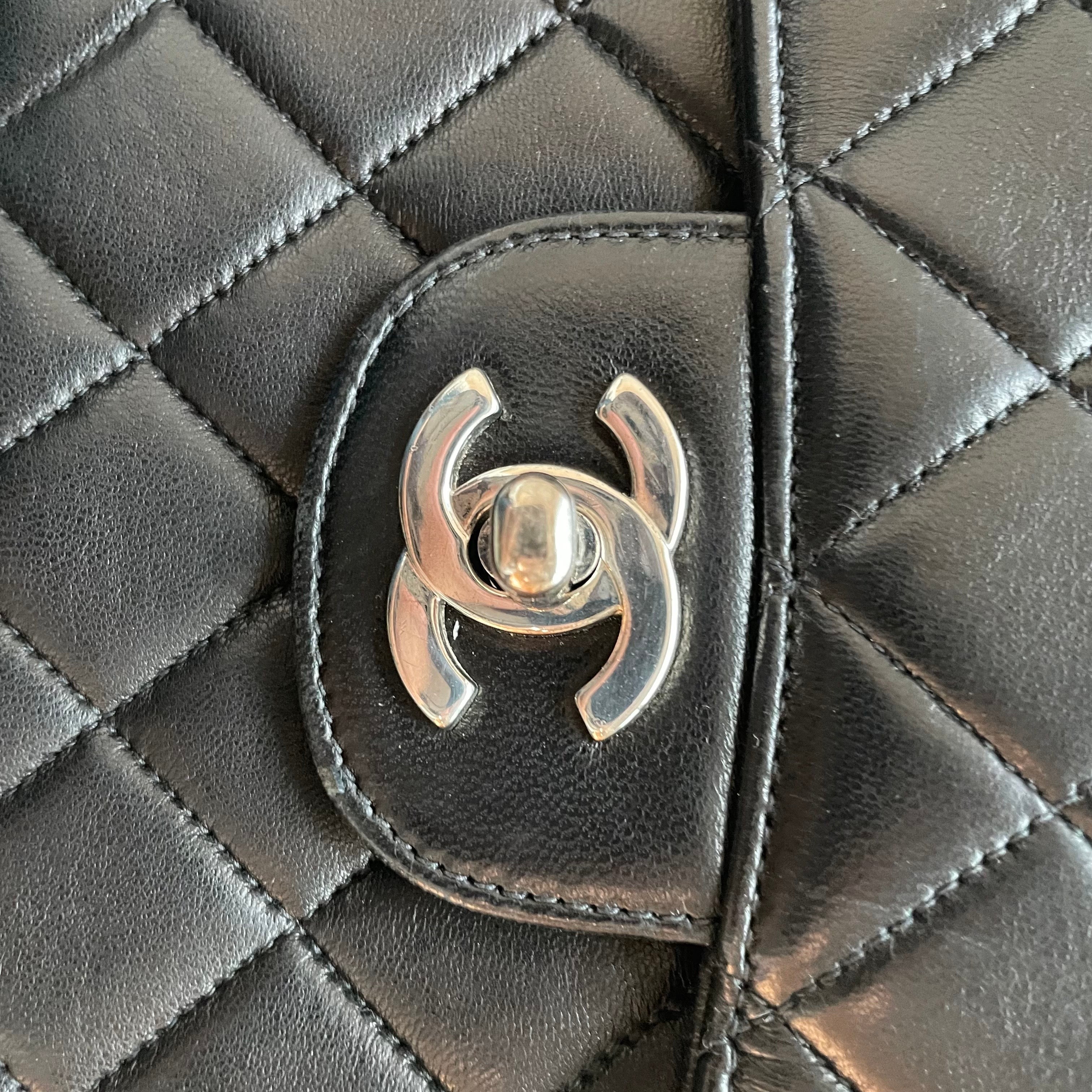 【Chanel】Chanel Double Sided Classic Flap Black Lambskin with Silver-Tone Hardware
