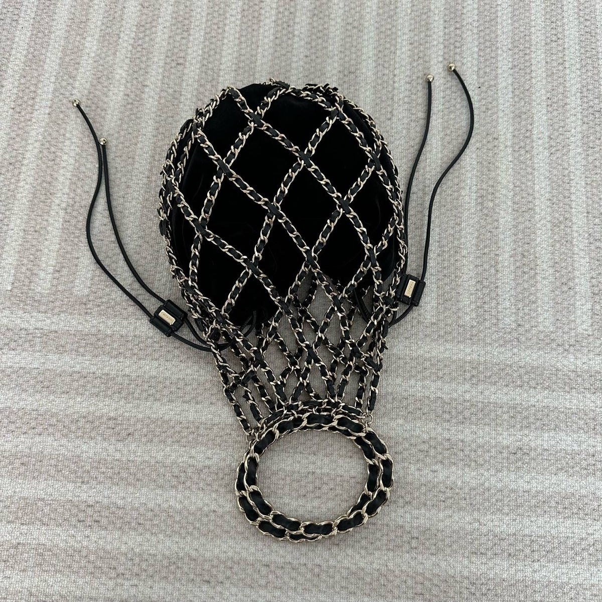 【Chanel】Chanel La Madrague, Black Velvet Mesh Tote Bag