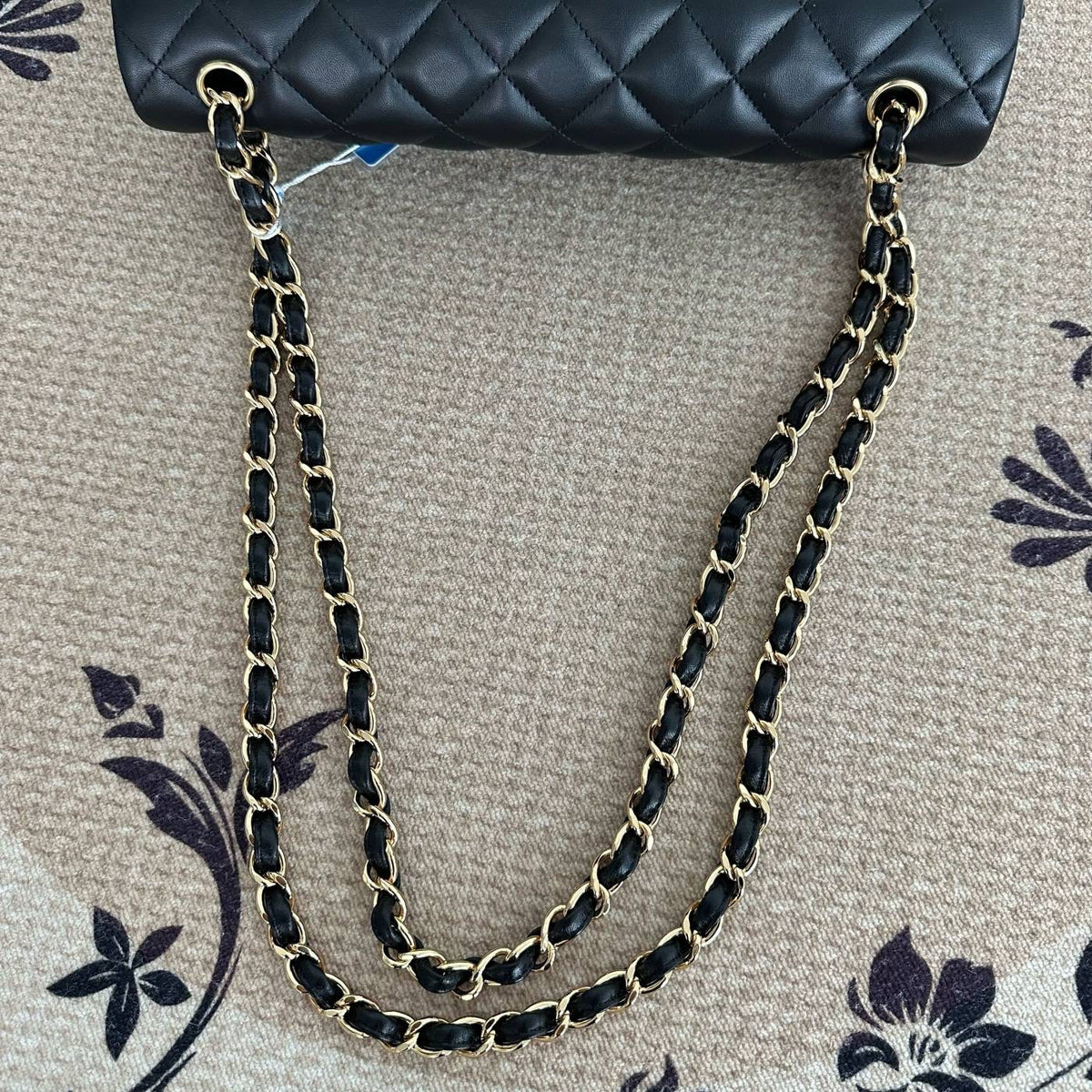 【Chanel】Black Gold Lambskin CF Jumbo