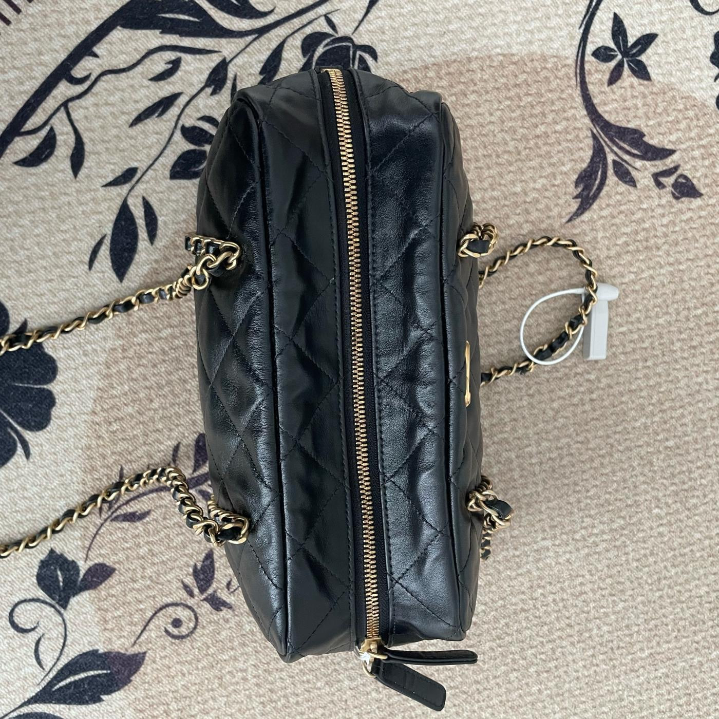 【Chanel】Chanel Bowling Bag, Calfskin & Gold-Tone Metal, Black