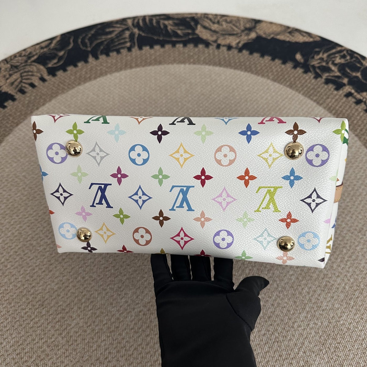 【LV】LV x Takashi Murakami Monogram Multicolore White CarryAll East West