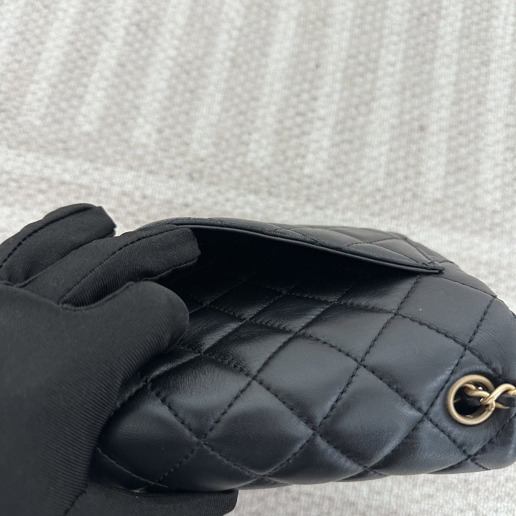 【Chanel】Chanel Mini Square Classic Flap, Black with Gold Hardware