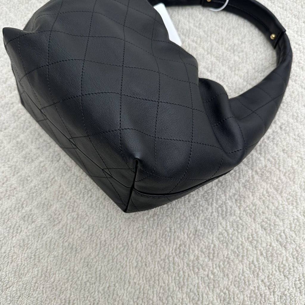 【Chanel】Chanel Small Hobo Bag, Black Caviar, Gold-Tone Hardware-7212709