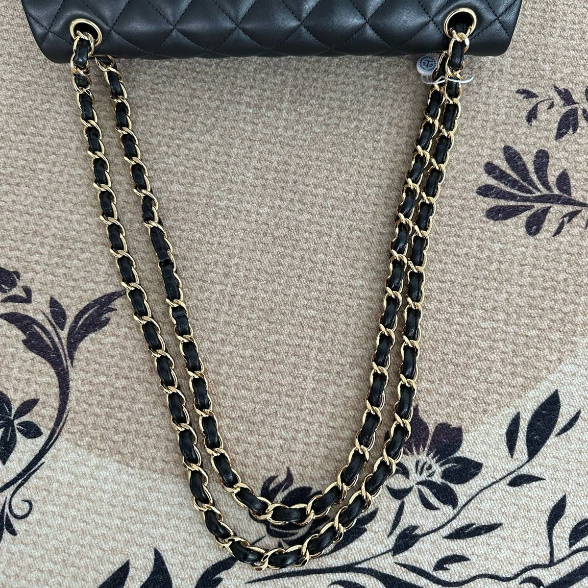 【Chanel】Black Gold Lambskin CF Jumbo
