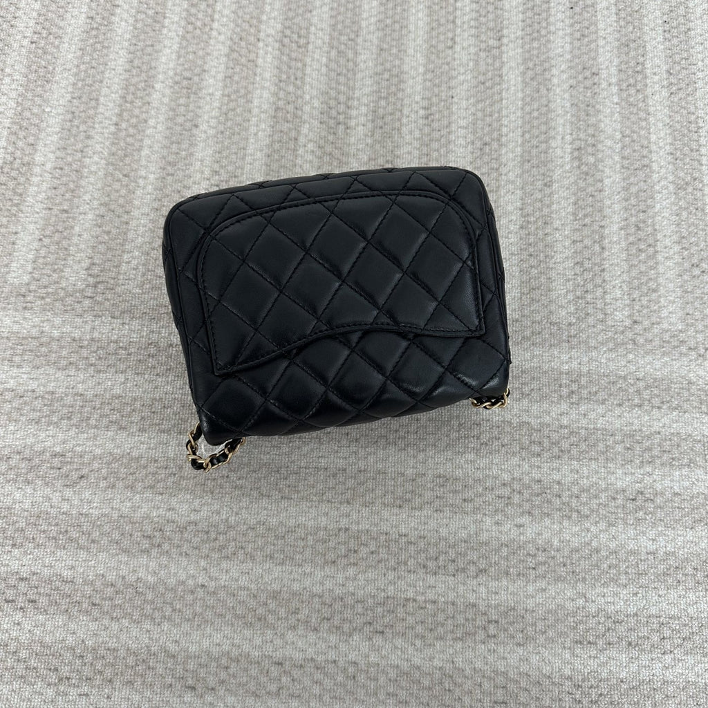 【Chanel】Chanel Mini Square Classic Flap, Black with Gold Hardware