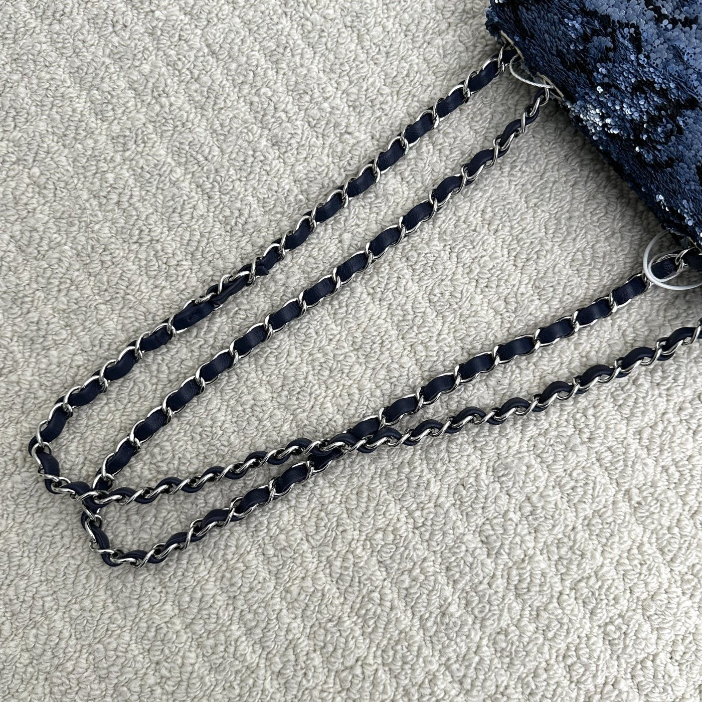 【Chanel】Chanel Black & Navy Sequin Classic Flap Bag