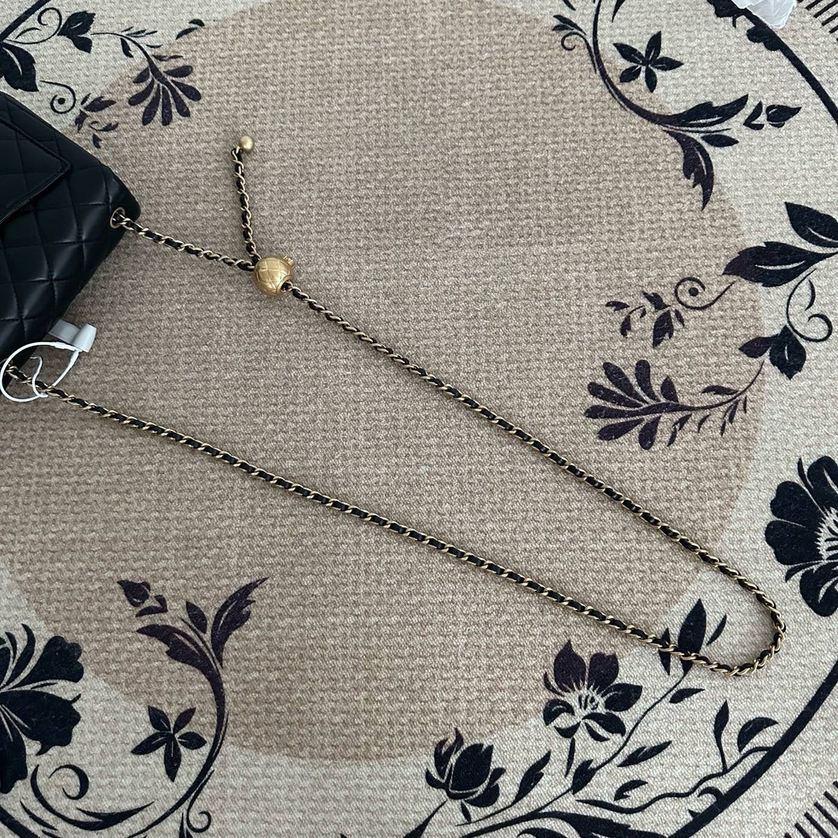 【Chanel】Chanel Black Gold Lambskin Square Mini with Ball, Chip Version