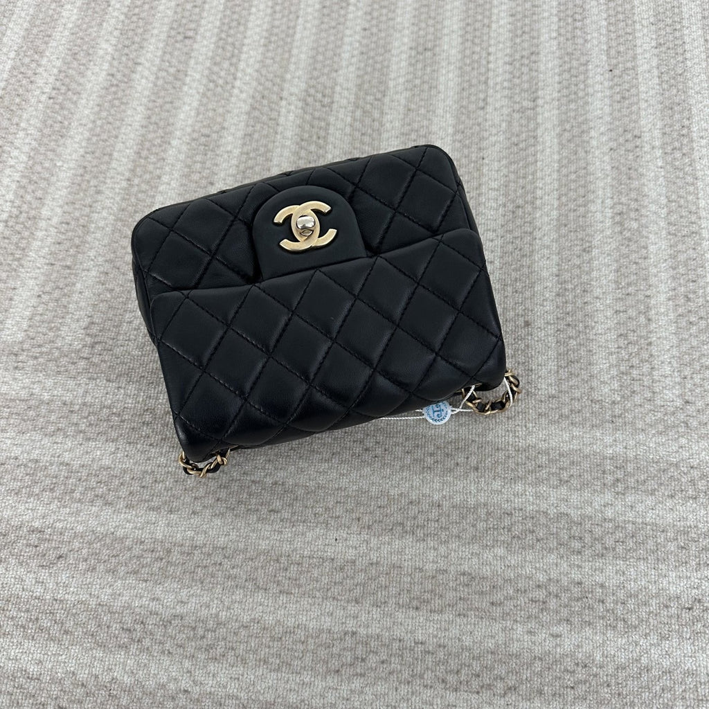 【Chanel】Chanel Mini Square Classic Flap, Black with Gold Hardware