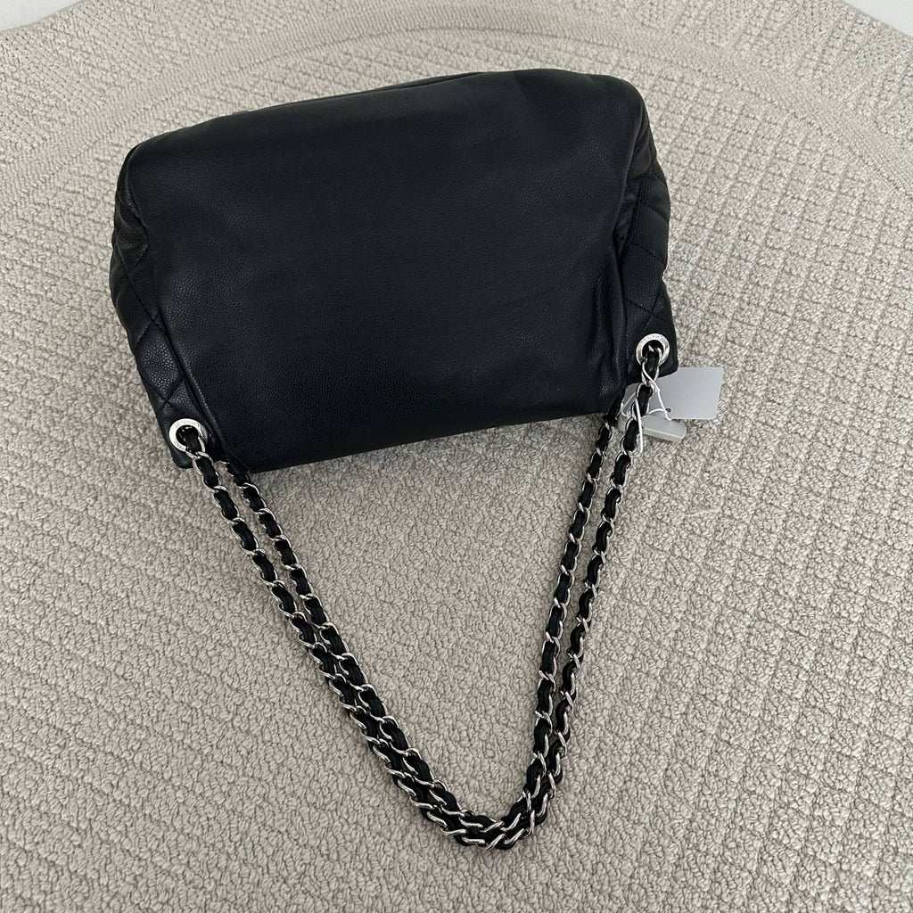 【Chanel】Chanel Black Silver Embossed Giant CC Flap Bag