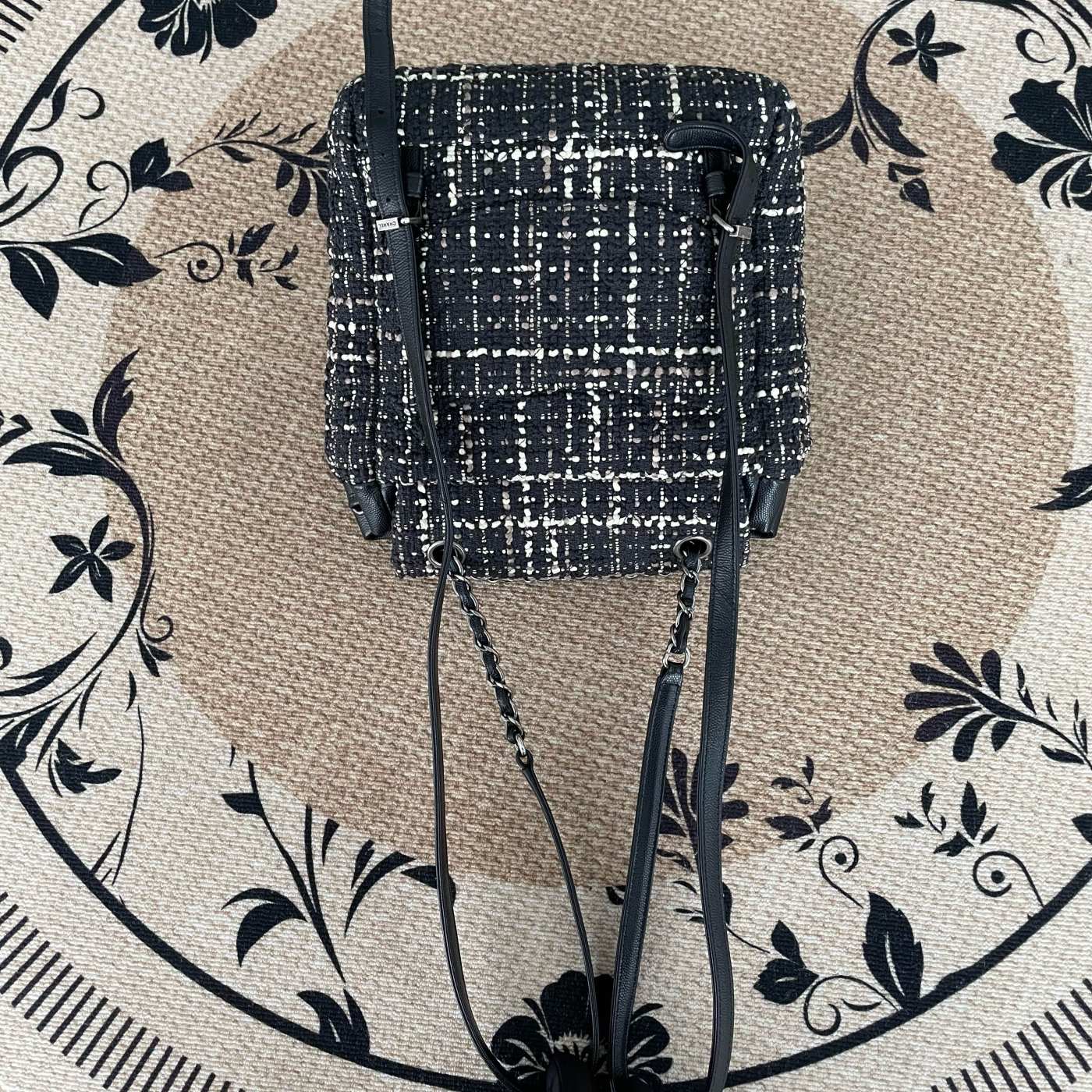 【Chanel】Chanel Tweed Silver‑Hardware Backpack