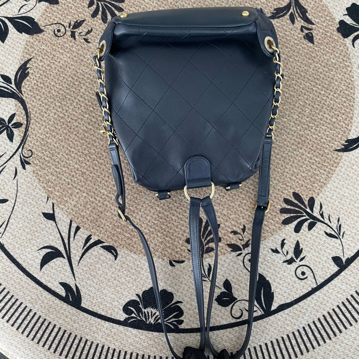 【Chanel】Chanel Blue‑Purple Mixed‑Tweed Backpack