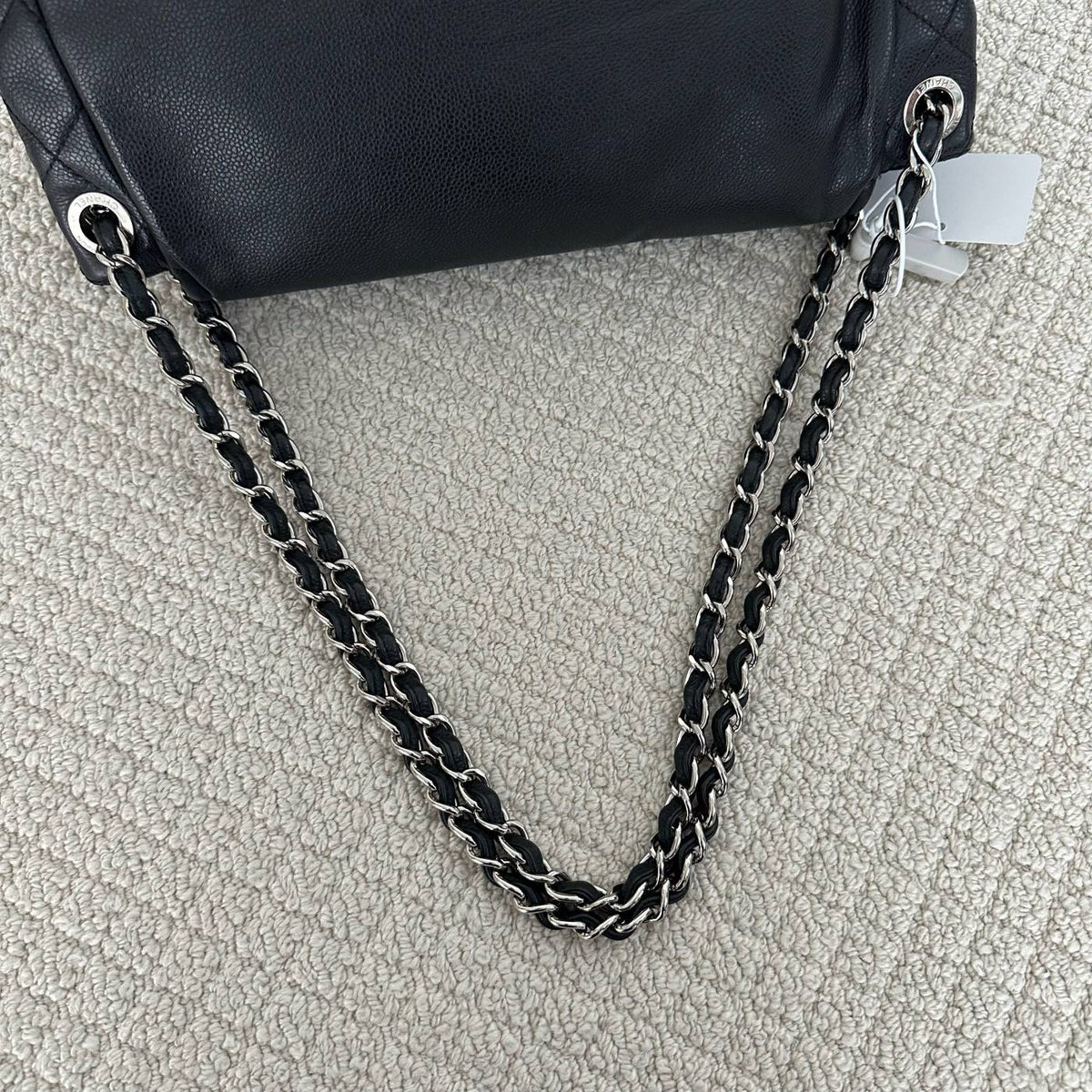 【Chanel】Chanel Black Silver Embossed Giant CC Flap Bag