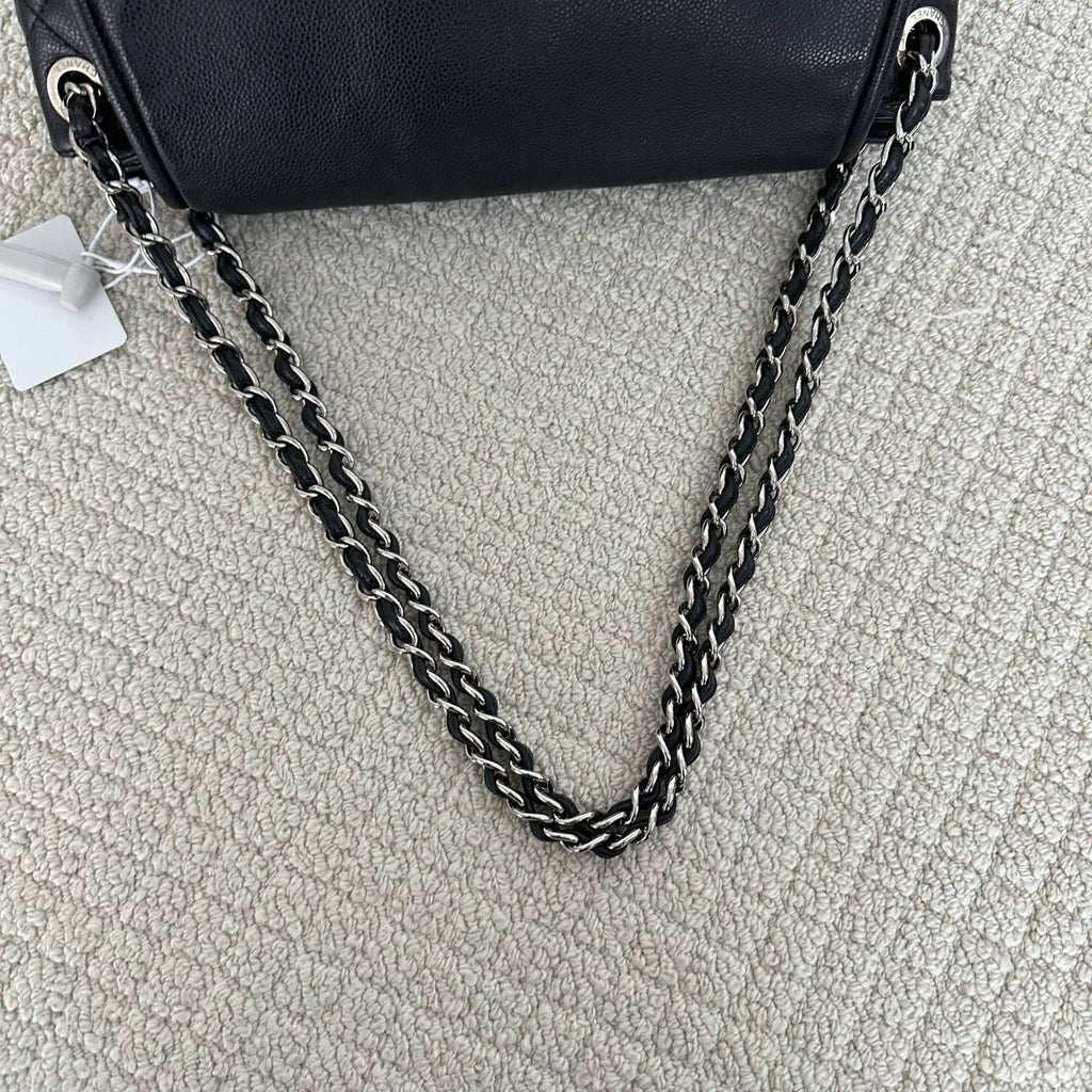 【Chanel】Chanel Black Silver Embossed Giant CC Flap Bag